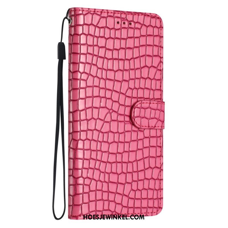 Flip Case voor iPhone 15 Plus Krokodilstijl Met Riem