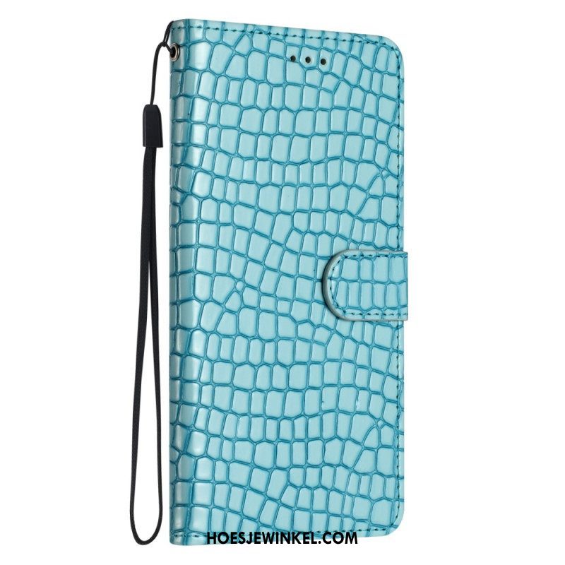 Flip Case voor iPhone 15 Plus Krokodilstijl Met Riem