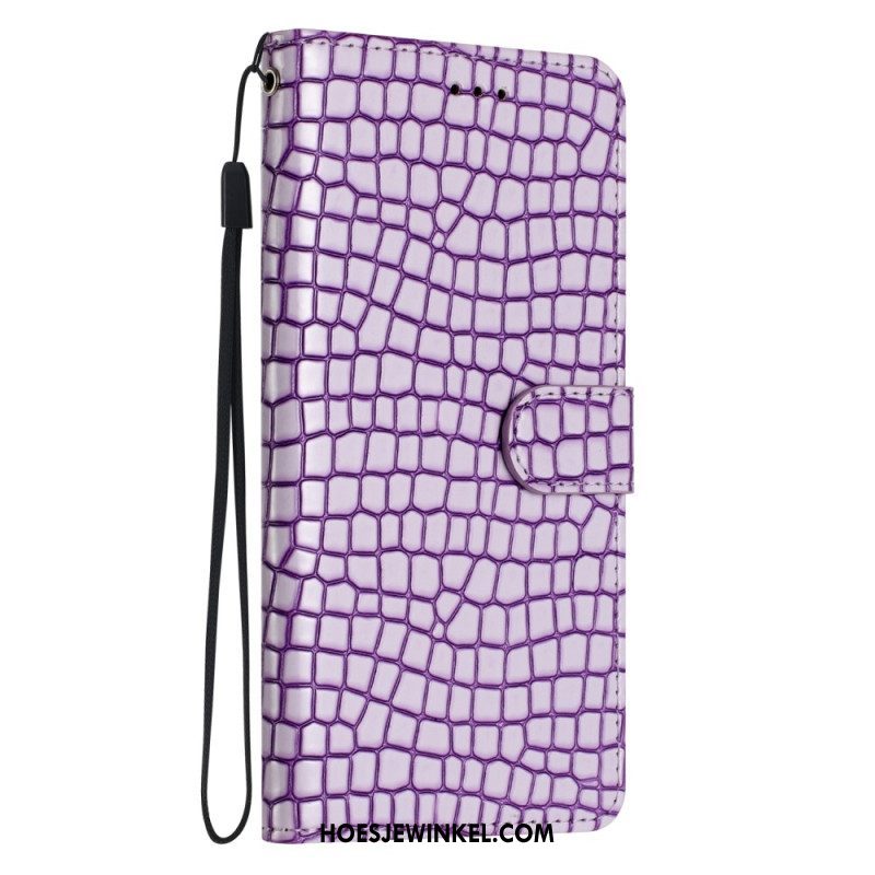 Flip Case voor iPhone 15 Plus Krokodilstijl Met Riem