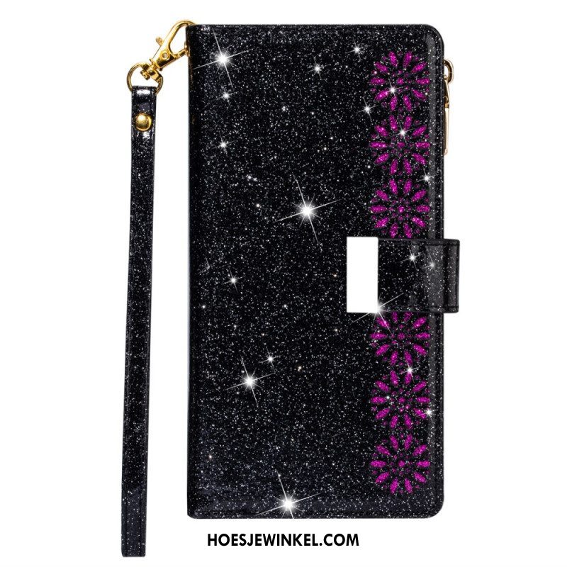 Flip Case voor iPhone 15 Pro Max Glitter Met Portemonnee