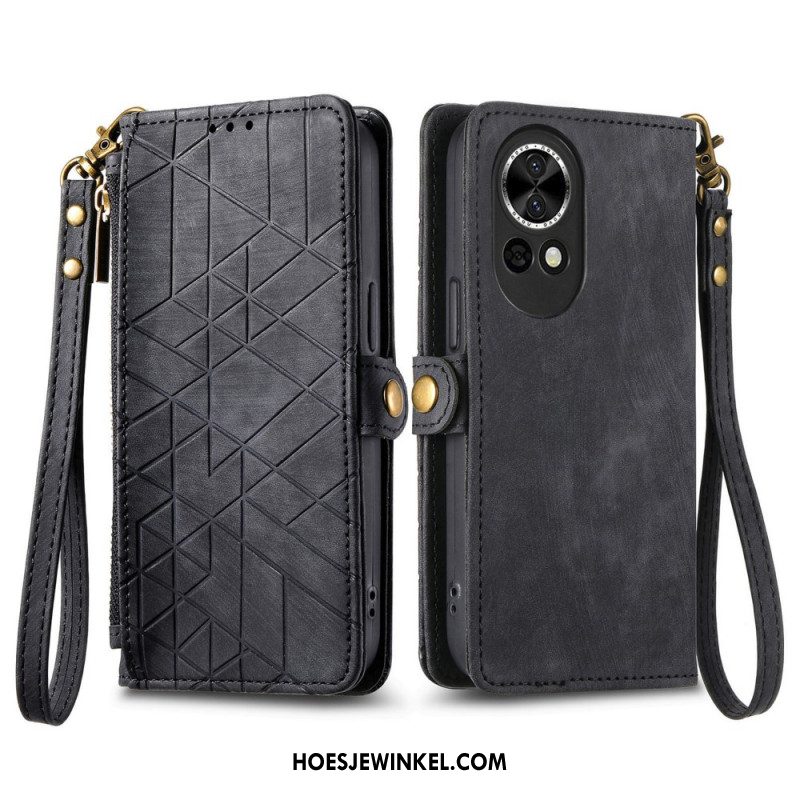 Folio-hoesje Huawei Nova 13 Telefoonhoesje Portemonnee Met Rits En Geometrisch Patroon