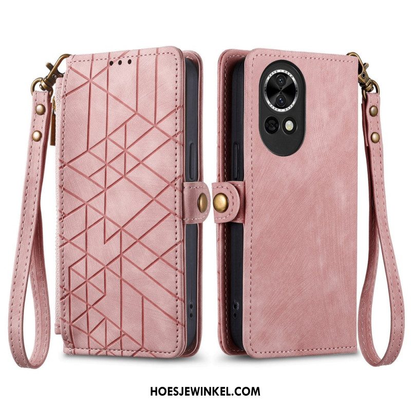 Folio-hoesje Huawei Nova 13 Telefoonhoesje Portemonnee Met Rits En Geometrisch Patroon