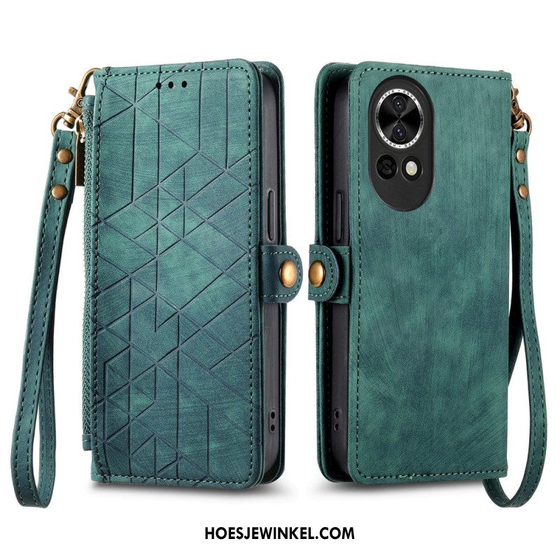 Folio-hoesje Huawei Nova 13 Telefoonhoesje Portemonnee Met Rits En Geometrisch Patroon