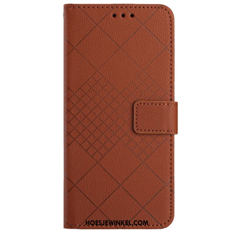 Folio-hoesje Oneplus 12 5g Telefoonhoesje Lycheetextuur Met Diamanten