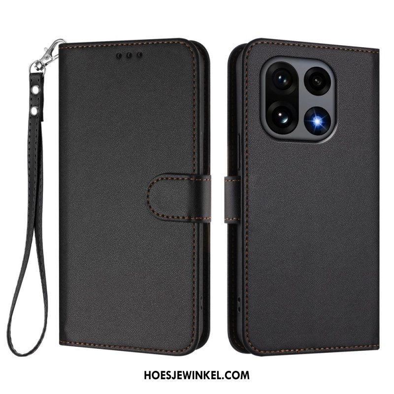 Folio-hoesje Oneplus 15 Telefoonhoesje Effen Met Riempje