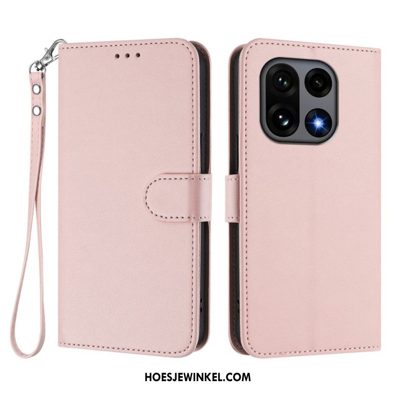 Folio-hoesje Oneplus 15 Telefoonhoesje Effen Met Riempje