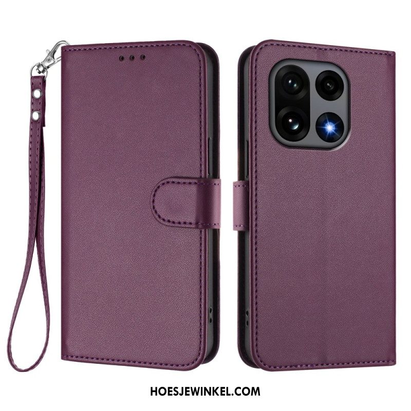 Folio-hoesje Oneplus 15 Telefoonhoesje Effen Met Riempje