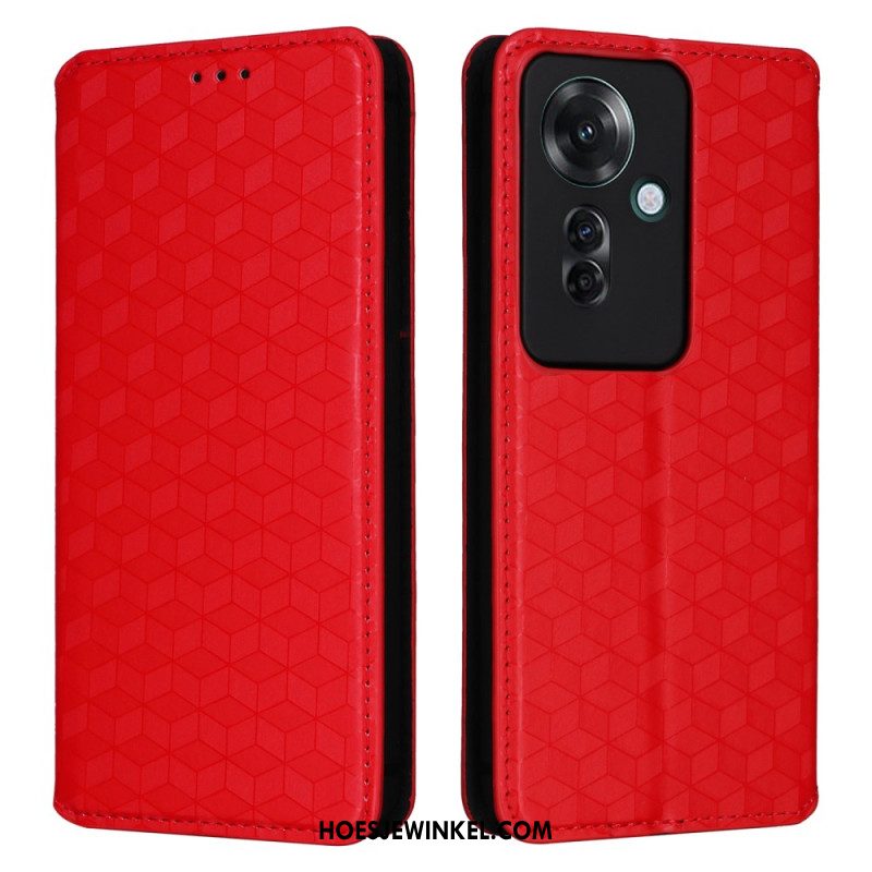 Folio-hoesje Oppo Reno 11f 5g Ruitpatroon Bescherming Hoesje