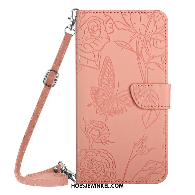 Folio-hoesje Oppo Reno 13 Pro 5g Telefoonhoesje Vlinderprint Met Schouderband