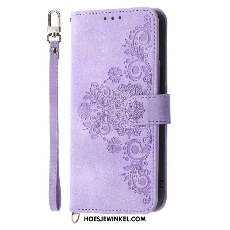 Folio-hoesje Oppo Reno 14 Pro 5g Telefoonhoesje Suède-effect Met Kant En Bandje En Schouderband