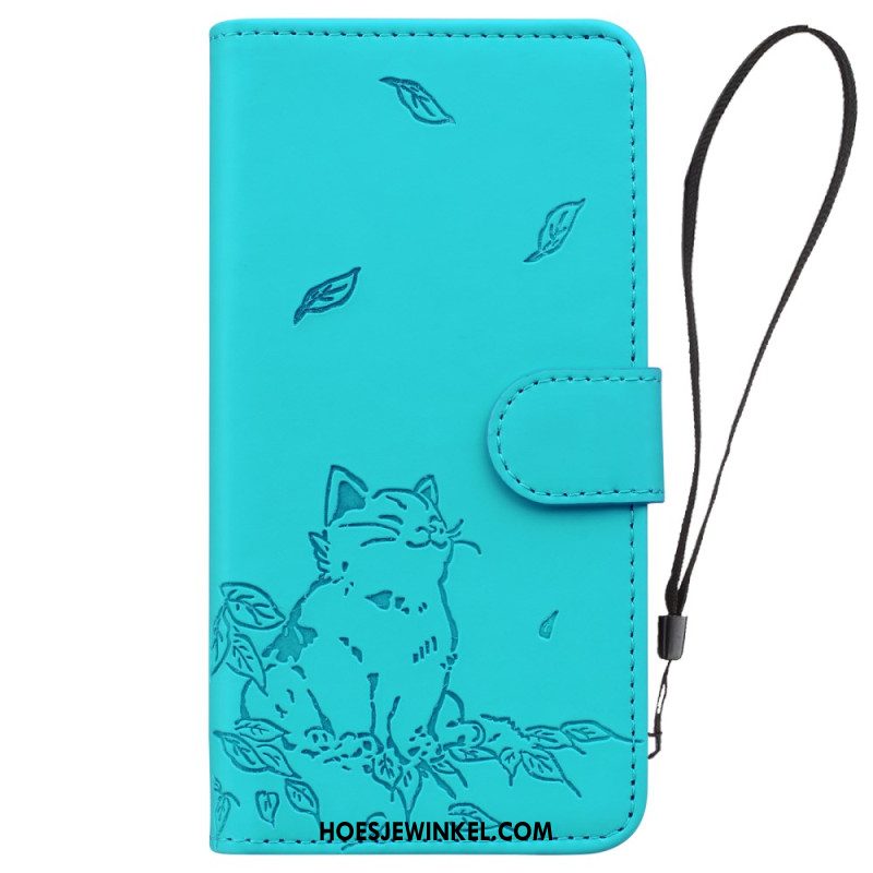Folio-hoesje Samsung Galaxy A16 5g Telefoonhoesje Kattenopdruk Met Riem