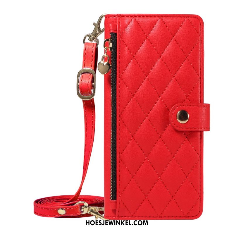 Folio-hoesje Samsung Galaxy A17 4g / 5g Gewatteerd Met Riem En Schouderband Bandje