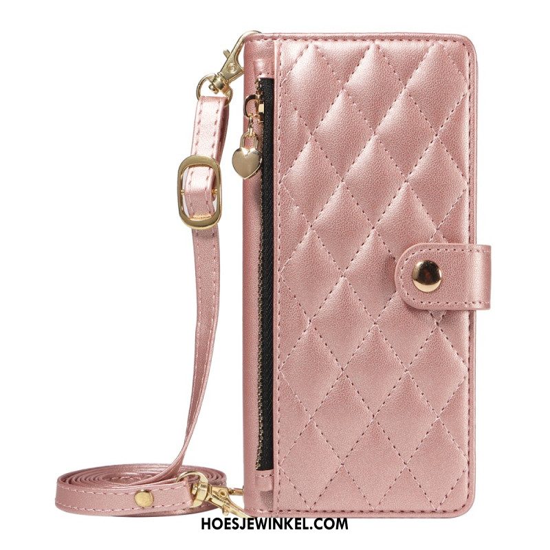Folio-hoesje Samsung Galaxy A17 4g / 5g Gewatteerd Met Riem En Schouderband Bandje
