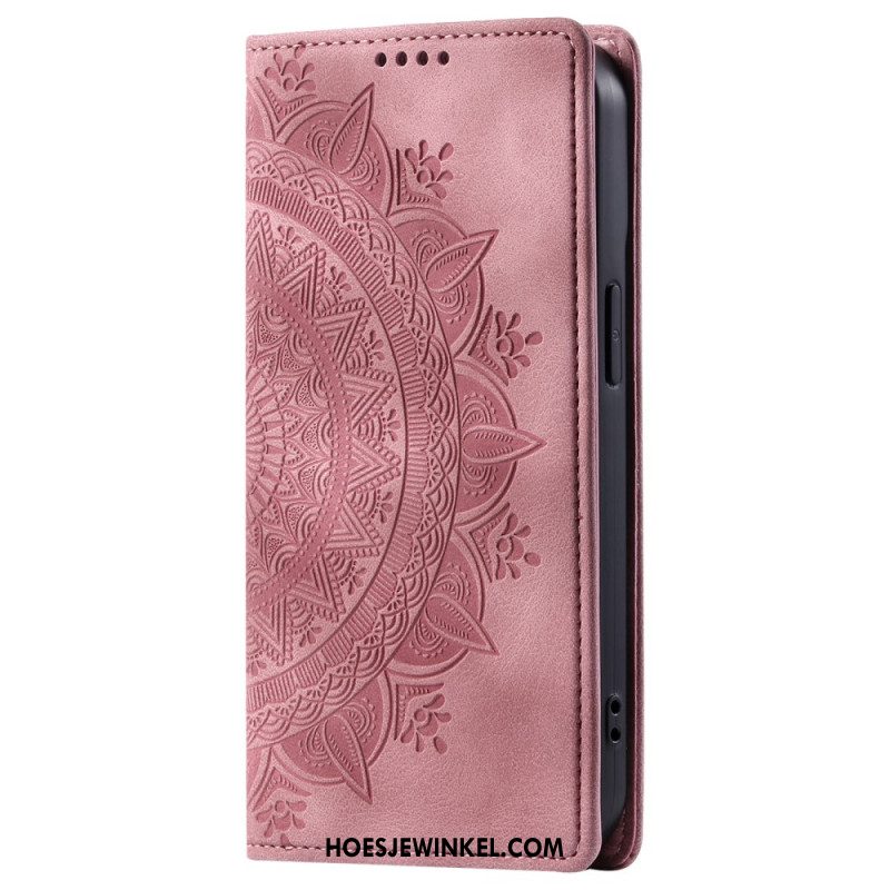 Folio-hoesje Samsung Galaxy S24 Fe Mandala Suède-effect Bescherming Hoesje