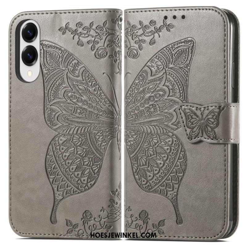 Folio-hoesje Samsung Galaxy S25 5g Edge Telefoonhoesje Barok Vlinder Met Polsbandje