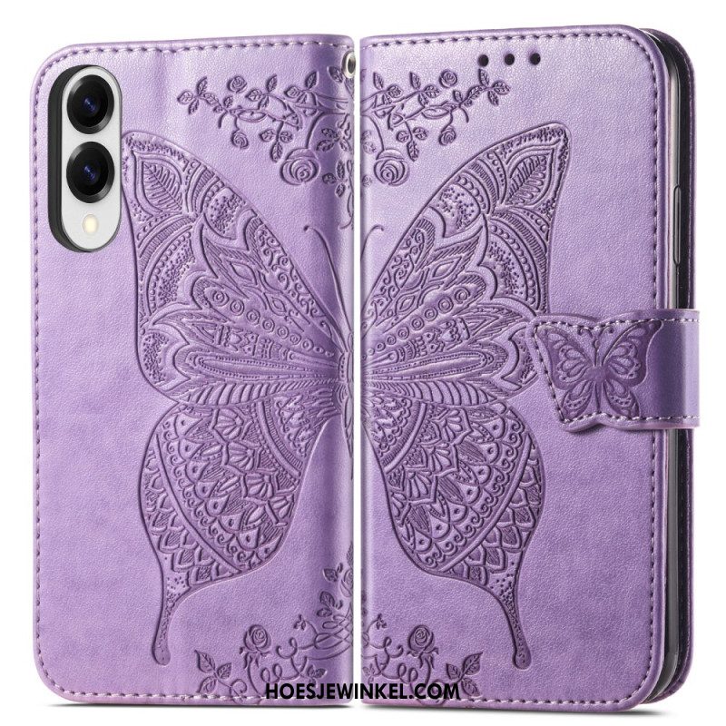 Folio-hoesje Samsung Galaxy S25 5g Edge Telefoonhoesje Barok Vlinder Met Polsbandje