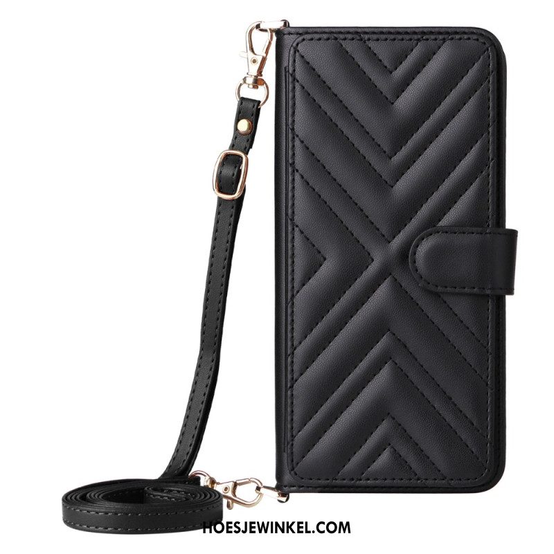 Folio-hoesje Samsung Galaxy S25 5g Edge Telefoonhoesje Gewatteerd Met Bandje En Schouderband