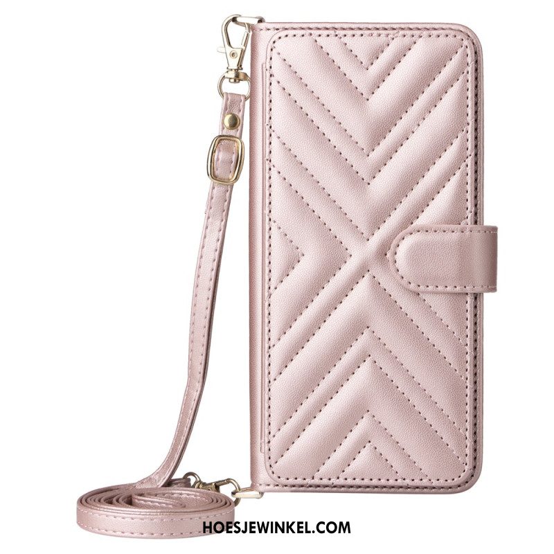 Folio-hoesje Samsung Galaxy S25 5g Edge Telefoonhoesje Gewatteerd Met Bandje En Schouderband