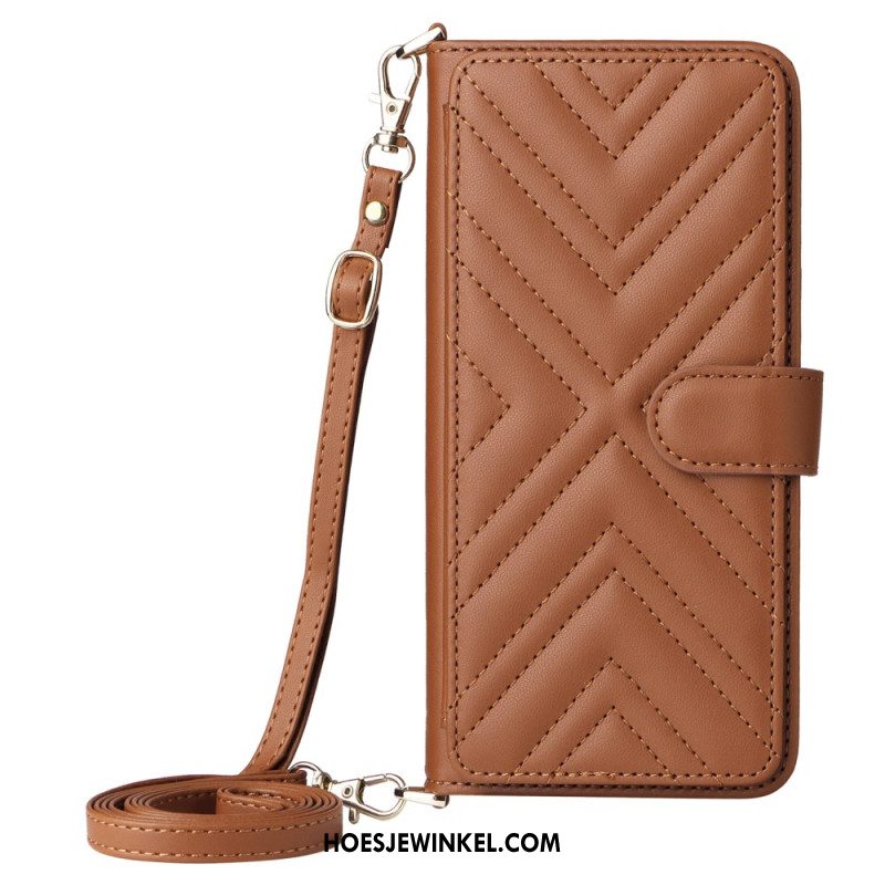 Folio-hoesje Samsung Galaxy S25 5g Edge Telefoonhoesje Gewatteerd Met Bandje En Schouderband