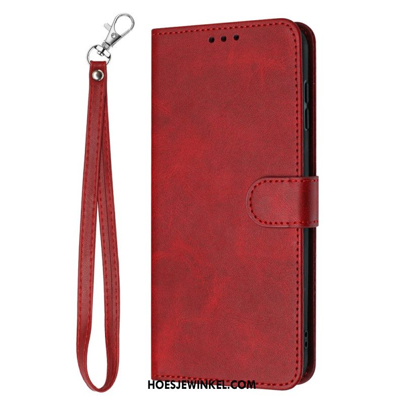 Folio-hoesje Samsung Galaxy S25 5g Edge Telefoonhoesje Leerlook Met Bandje