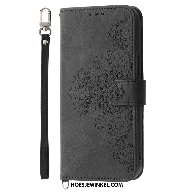 Folio-hoesje Samsung Galaxy S25 5g Telefoonhoesje Bandje Met Kantdesign