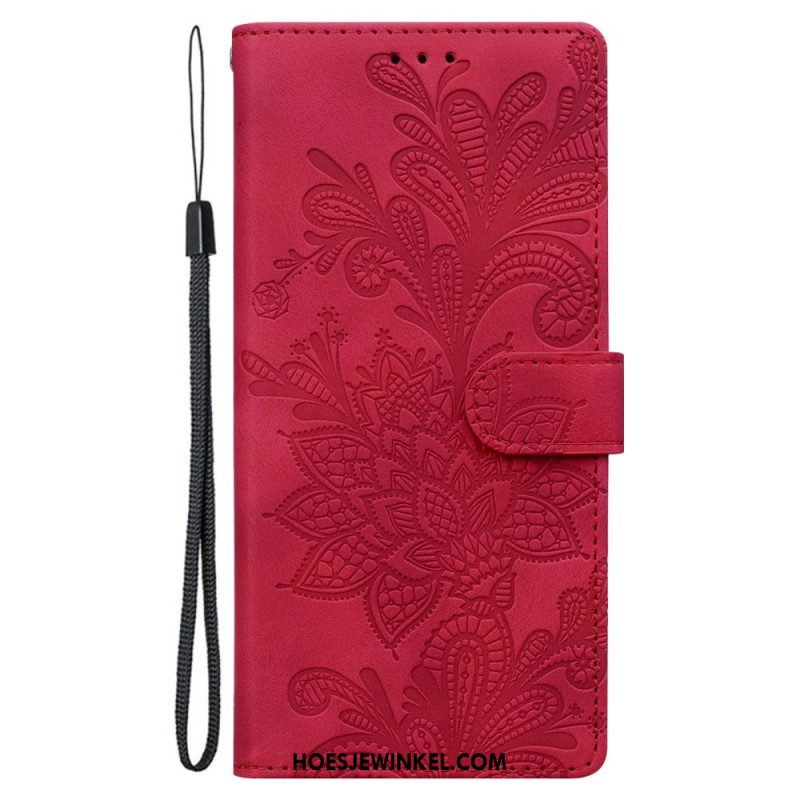 Folio-hoesje Samsung Galaxy S25 5g Telefoonhoesje Bloemenkantpatroon