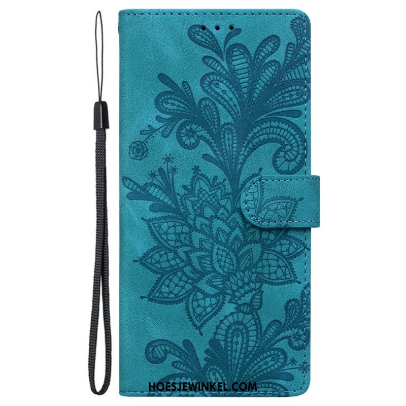 Folio-hoesje Samsung Galaxy S25 5g Telefoonhoesje Bloemenkantpatroon