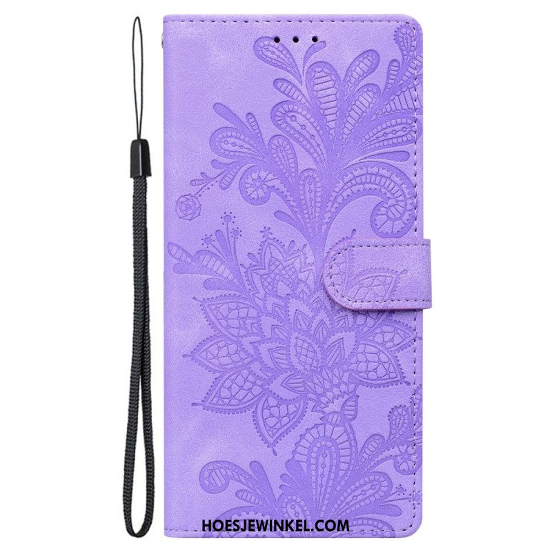 Folio-hoesje Samsung Galaxy S25 5g Telefoonhoesje Bloemenkantpatroon