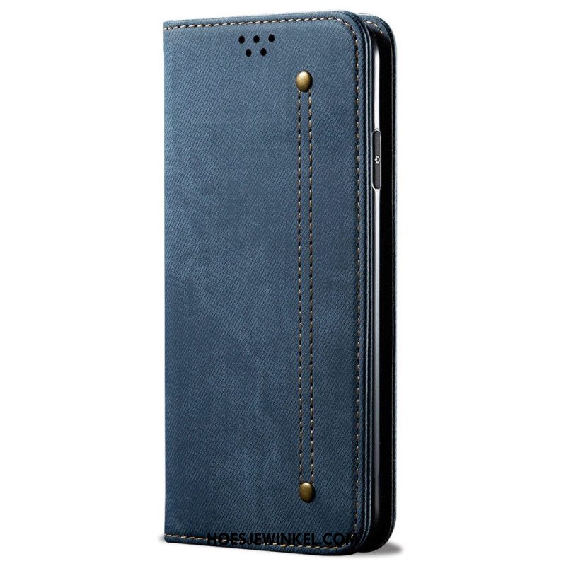 Folio-hoesje Samsung Galaxy S25 5g Telefoonhoesje Denimstof