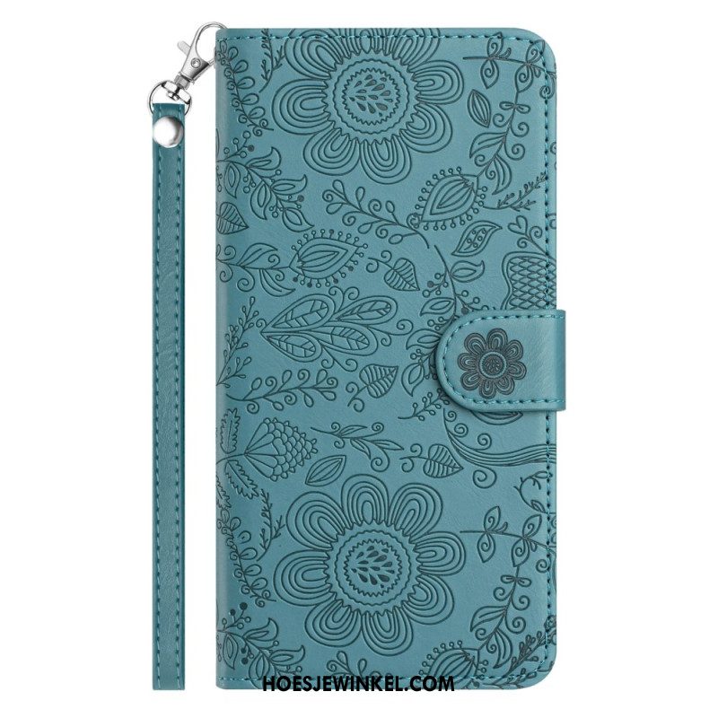 Folio-hoesje Samsung Galaxy S25 Plus 5g Bloemenprint Met Bandje