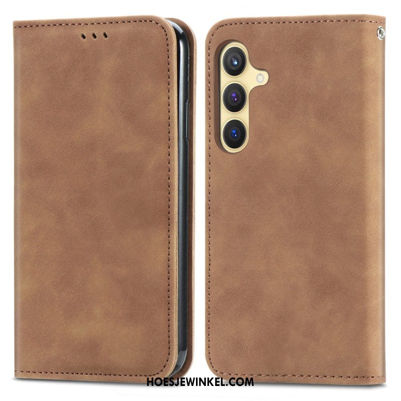 Folio-hoesje Samsung Galaxy S25 Plus 5g Suède-look