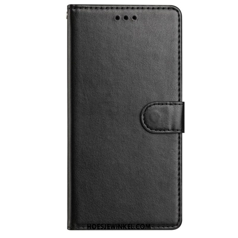 Folio-hoesje Samsung Galaxy S25 Plus 5g Telefoonhoesje Effen Kunstleer Met Bandje