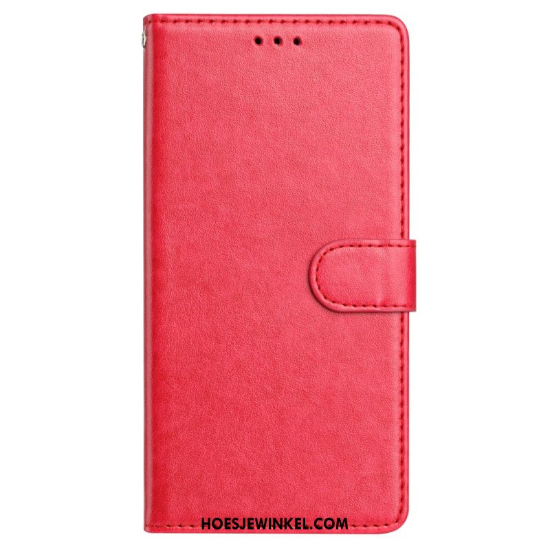 Folio-hoesje Samsung Galaxy S25 Plus 5g Telefoonhoesje Effen Kunstleer Met Bandje