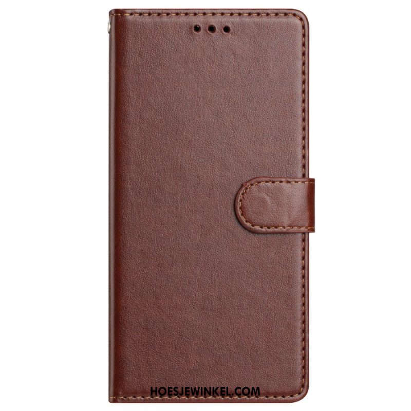 Folio-hoesje Samsung Galaxy S25 Plus 5g Telefoonhoesje Effen Kunstleer Met Bandje