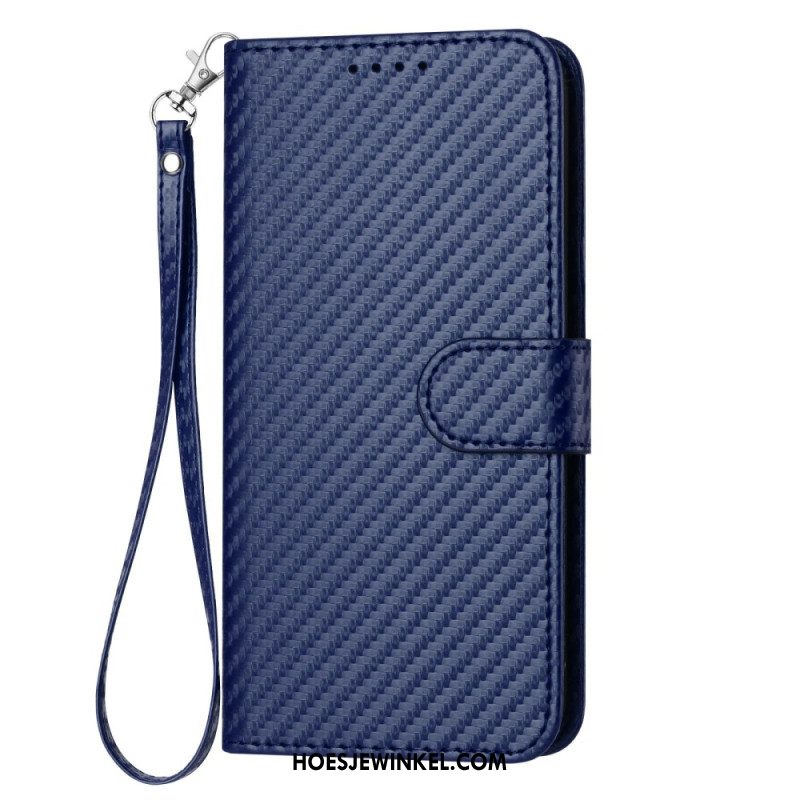 Folio-hoesje Samsung Galaxy S25 Plus 5g Telefoonhoesje Koolstofvezel Met Bandje