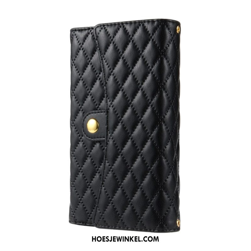 Folio-hoesje Samsung Galaxy S25 Ultra 5g Gewatteerde Portemonnee Met Schouderband