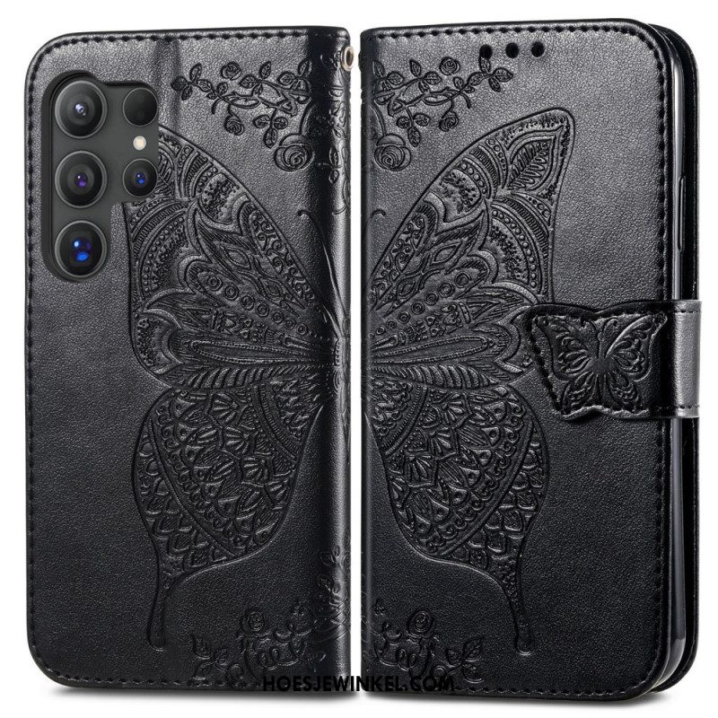 Folio-hoesje Samsung Galaxy S25 Ultra 5g Telefoonhoesje Barokke Vlinder
