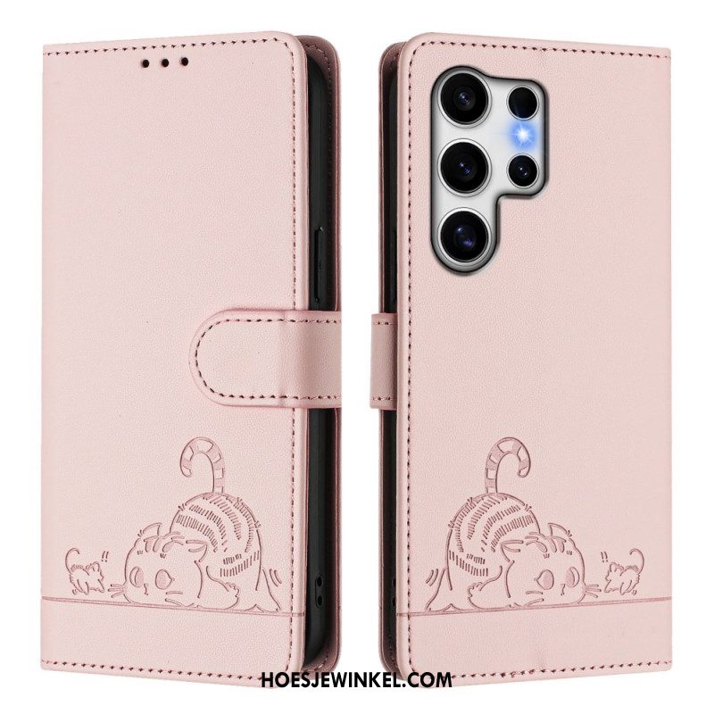 Folio-hoesje Samsung Galaxy S25 Ultra 5g Telefoonhoesje Kattenmotief