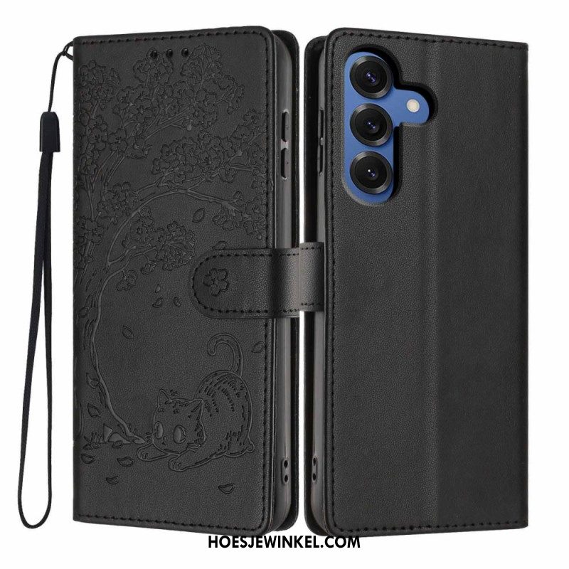 Folio-hoesje Samsung Galaxy S26 Plus Telefoonhoesje Patroon Met Boom En Kat