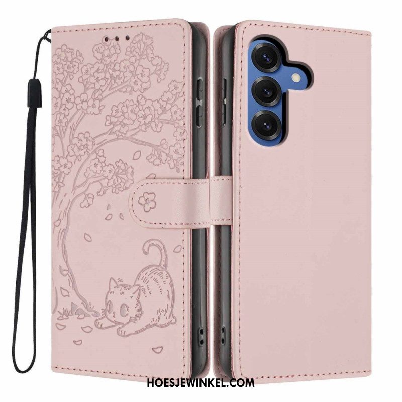 Folio-hoesje Samsung Galaxy S26 Plus Telefoonhoesje Patroon Met Boom En Kat