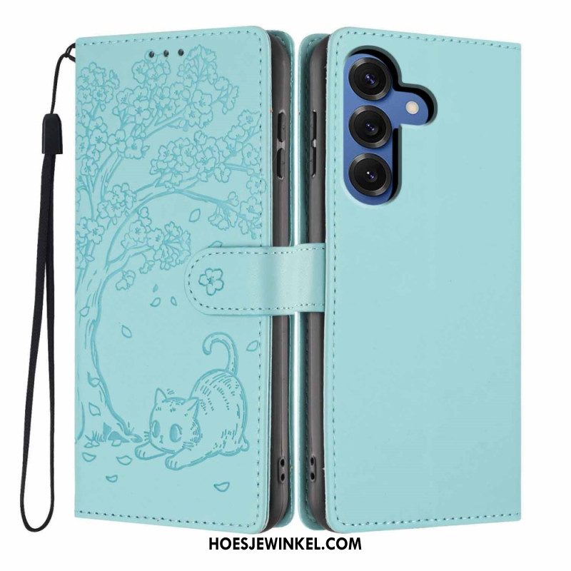 Folio-hoesje Samsung Galaxy S26 Plus Telefoonhoesje Patroon Met Boom En Kat