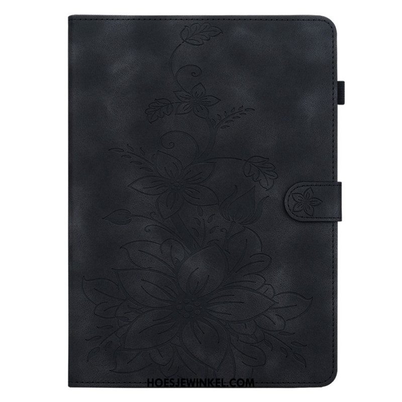 Folio-hoesje Samsung Galaxy Tab S11 Bloemen Met Suède-effect