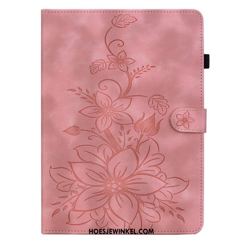 Folio-hoesje Samsung Galaxy Tab S11 Bloemen Met Suède-effect