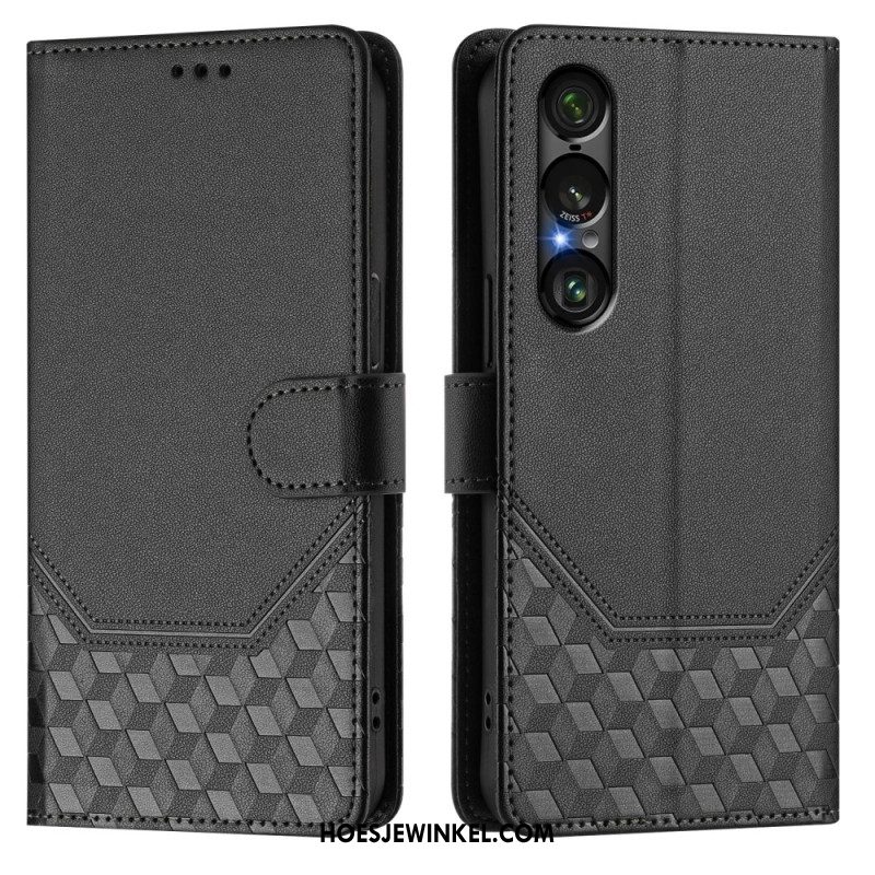 Folio-hoesje Sony Xperia 1 Vii Rfid-bescherming Honingraatpatroon