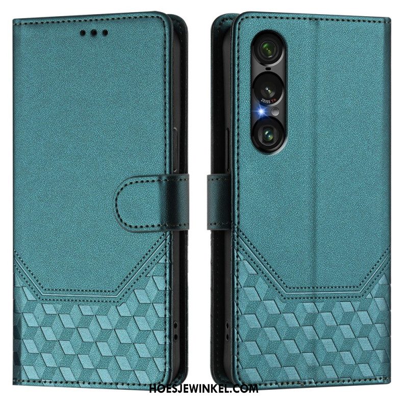 Folio-hoesje Sony Xperia 1 Vii Rfid-bescherming Honingraatpatroon