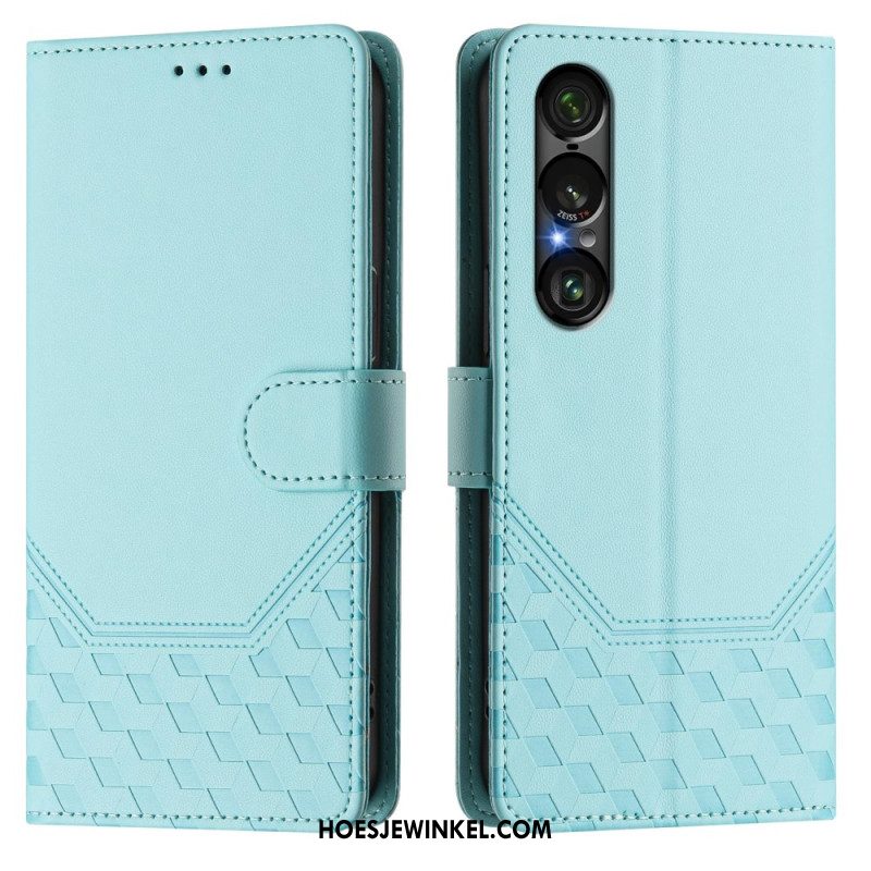 Folio-hoesje Sony Xperia 1 Vii Rfid-bescherming Honingraatpatroon