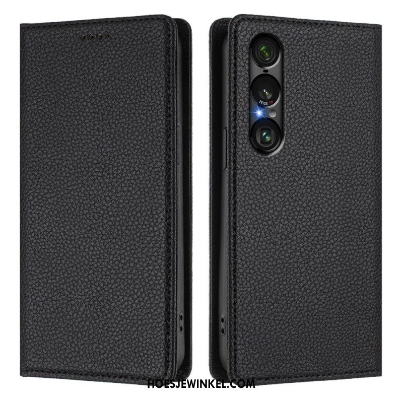 Folio-hoesje Sony Xperia 1 Vii Telefoonhoesje Rfid-bescherming Lychee Leertextuur
