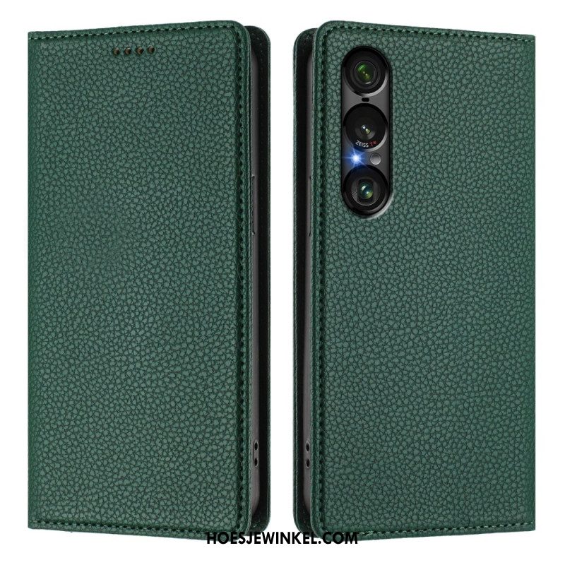 Folio-hoesje Sony Xperia 1 Vii Telefoonhoesje Rfid-bescherming Lychee Leertextuur