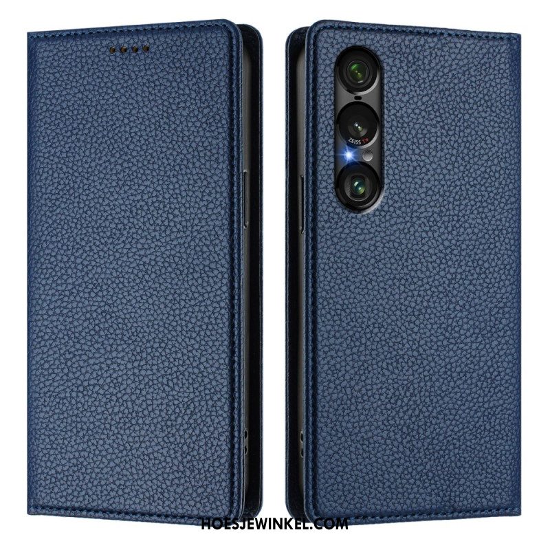 Folio-hoesje Sony Xperia 1 Vii Telefoonhoesje Rfid-bescherming Lychee Leertextuur