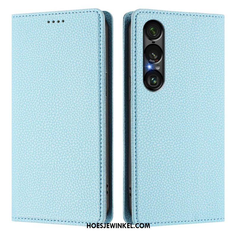 Folio-hoesje Sony Xperia 1 Vii Telefoonhoesje Rfid-bescherming Lychee Leertextuur